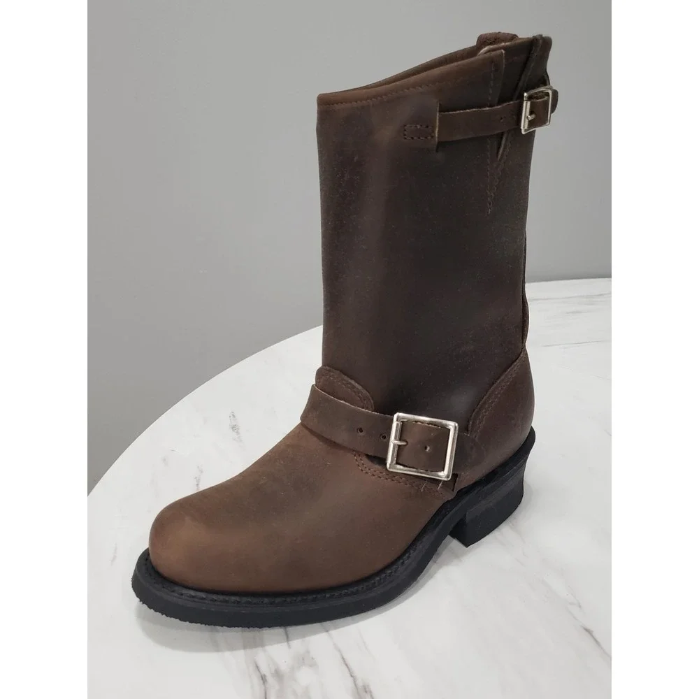 SIZE 5.5 Frye Womens Engineer 12 R 77400 Brown Mid Calf Motorcycle Boots Chore